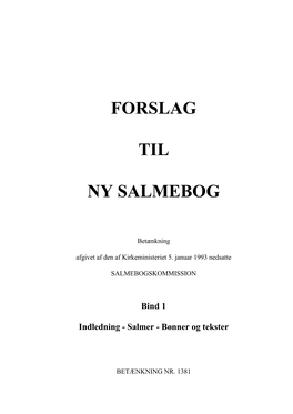 Forslag Til Ny Salmebog