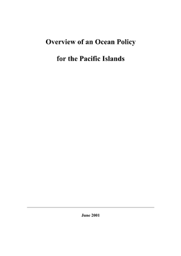 Overview of an Ocean Policy for the Pacific Islands