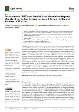 Performance of Different Bunch Cover Materials to Improve Quality of Cavendish Banana Cultivated During Winter and Summer in Thailand