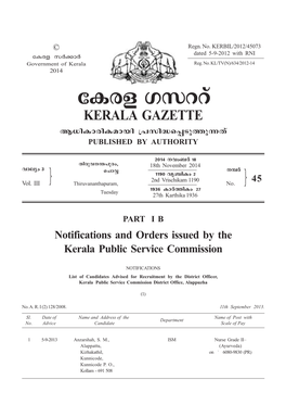 Ticf Kkddv KERALA GAZETTE B[Nimcniambn {]Kn≤S∏Spøp∂Xv PUBLISHED by AUTHORITY