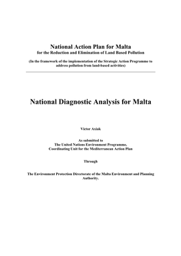 National Action Plan for Malta for the Reduction and Elimination of Land Based Pollution