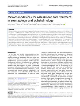 Micro/Nanodevices for Assessment and Treatment in Stomatology and Ophthalmology