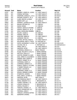 Real Estate 08/17/2016 10:21 AM Account List by Map/Lot Page 1