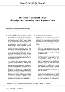 The Scope of Criminal Liability of Legal Persons According to the Supreme Court