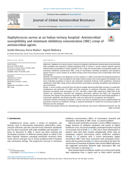 Antimicrobial Susceptibility and Minimum Inhibitory Concentration