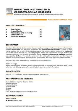 Nutrition, Metabolism & Cardiovascular Diseases