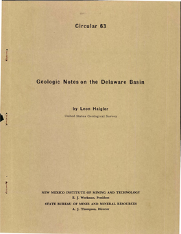 Geologic Notes on the Delaware Basin