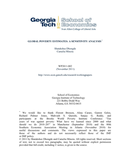 Global Poverty Estimates: a Sensitivity Analysis *