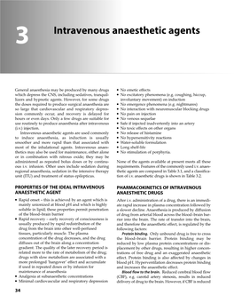 3 Intravenous Anaesthetic Agents