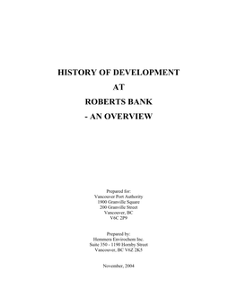 History of Development at Roberts Bank - an Overview