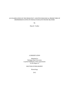 Disordered Eating in Female Sub-Elite Figure Skaters