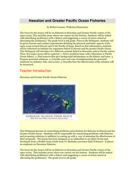 Hawaiian and Greater Pacific Ocean Fisheries
