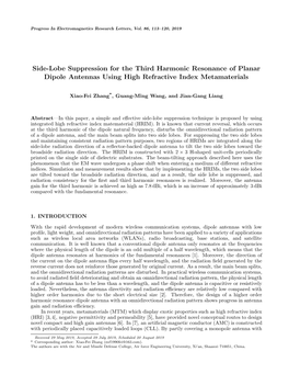 Side-Lobe Suppression for the Third Harmonic Resonance of Planar Dipole Antennas Using High Refractive Index Metamaterials