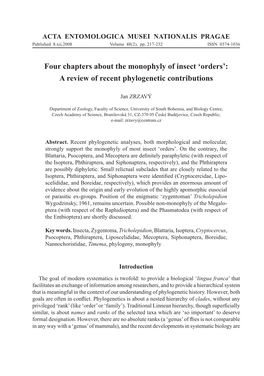 A Review of Recent Phylogenetic Contributions