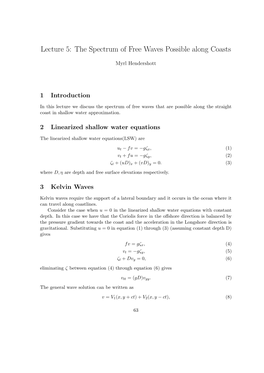 Lecture 5: the Spectrum of Free Waves Possible Along Coasts