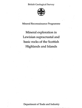 146 Mineral Exploration in Lewisian Supracrustal and Basic Rocks of The