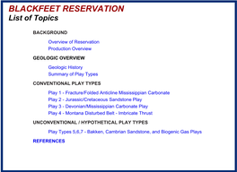 BLACKFEET RESERVATION List of Topics