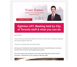 Eglinton LRT Meeting Held by City of Toronto Staff What You Can Do