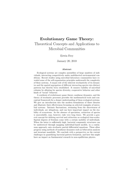 Evolutionary Game Theory: Theoretical Concepts and Applications to Microbial Communities