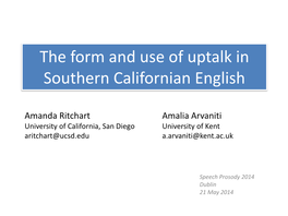 The Use of High Rise Terminals in Southern California English