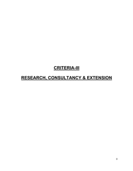 Criteria-Iii Research, Consultancy & Extension