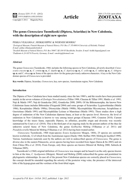 The Genus Ctenosciara Tuomikoski (Diptera, Sciaridae) in New Caledonia, with the Description of Eight New Species