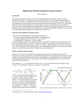 High Energy Density Capacitor Storage Systems