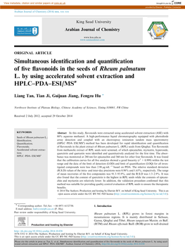 Simultaneous Identification and Quantification of Five Flavonoids In