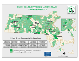 Green Community Designations Reach Two Hundred Ten