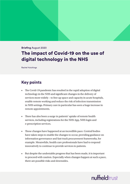 The Impact of Covid-19 on the Use of Digital Technology in the NHS