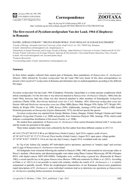 The First Record of Pyxidium Tardigradum Van Der Land, 1964 (Ciliophora) in Romania