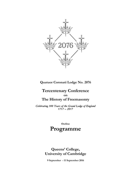 Tercentenary Conference Programme