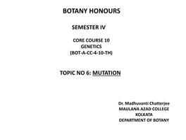 Botany Honours