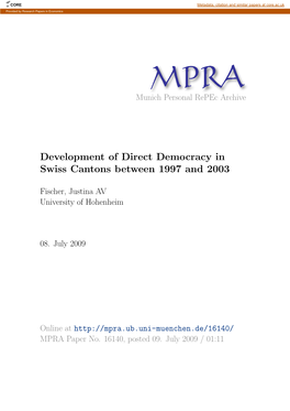 Development of Direct Democracy in Swiss Cantons Between 1997 and 2003