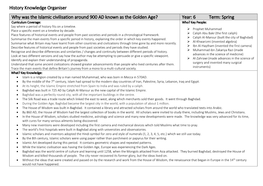 History Knowledge Organiser Why Was The