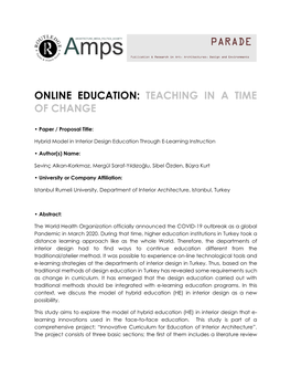 Online Education: Teaching in a Time of Change