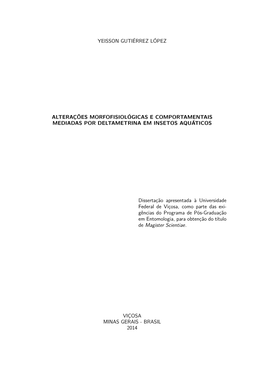 Alterações Morfofisiológicas E Comportamentais Mediadas Por Deltametrina Em Insetos Aquáticos