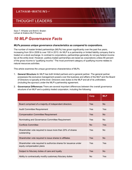 10 MLP Governance Facts