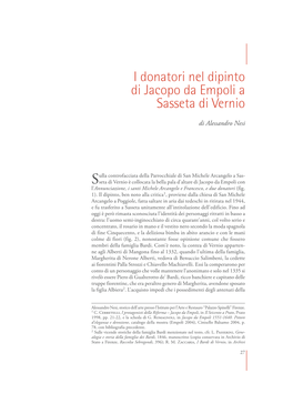 I Donatori Nel Dipinto Di Jacopo Da Empoli a Sasseta Di Vernio