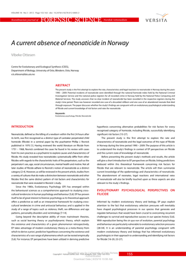 A Current Absence of Neonaticide in Norway