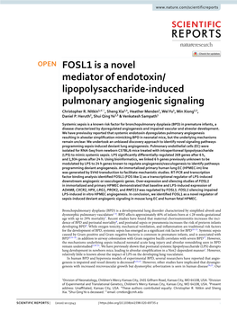 FOSL1 Is a Novel Mediator of Endotoxin/Lipopolysaccharide