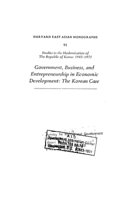 Government, Business, and Entrepreneurshipin Economic Development: the Korean Case