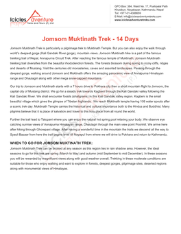 Jomsom Muktinath Trek - 14 Days