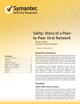 Sality: Story of a Peer- To-Peer Viral Network Nicolas Falliere Principal Software Engineer