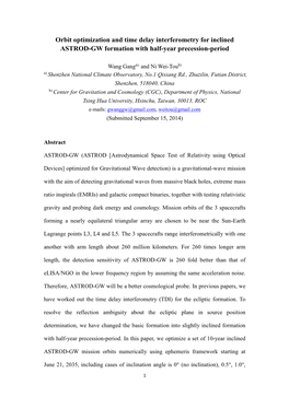 Orbit Optimization and Time Delay Interferometry for ASTROD-GW