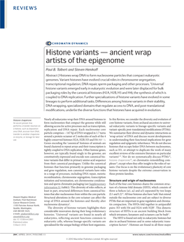 Histone Variants — Ancient Wrap Artists of the Epigenome