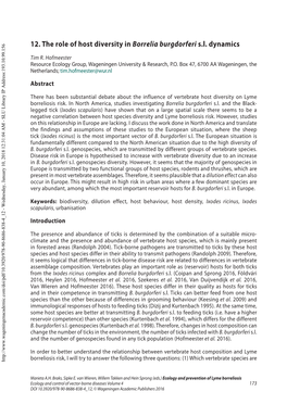 12. the Role of Host Diversity in Borrelia Burgdorferi S.L. Dynamics