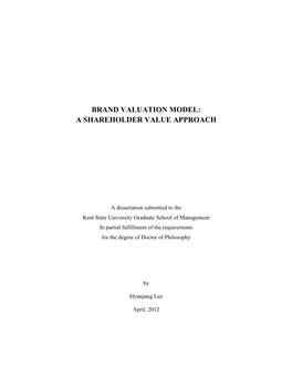 Brand Valuation Model: a Shareholder Value Approach