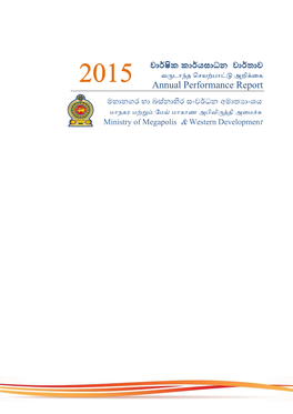 Annual Performance Report of the Ministry of Megapolis and Western