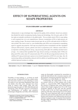 Effect of Superfatting Agents on Soaps Properties